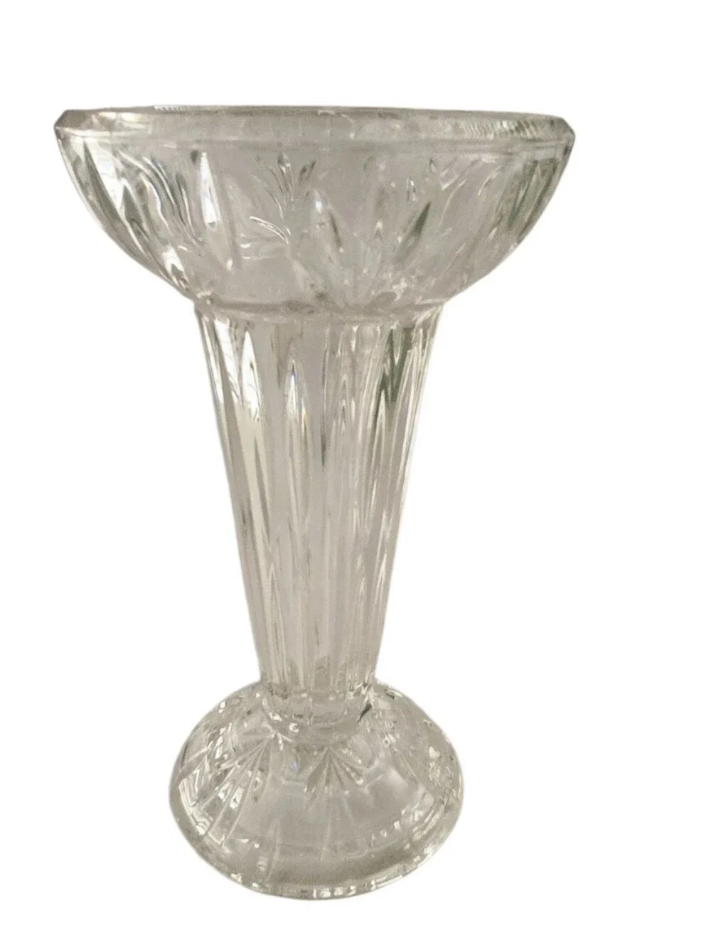 Vintage Cut Crystal Trumpet Vase 8